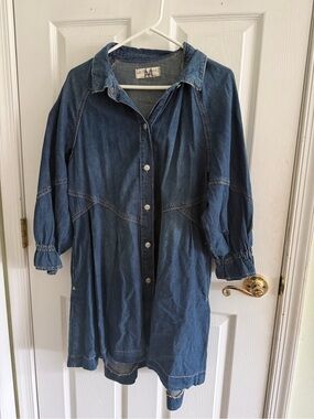 Free People Denim Button-Front Shirt Dress